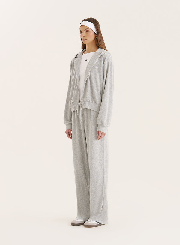 4th & Reckless Grey Towelling Zip Hoodie- Livia