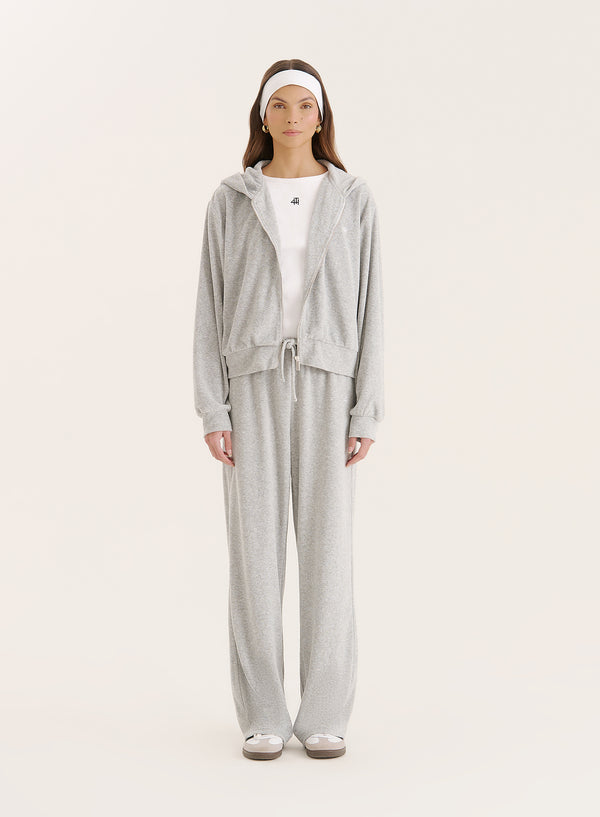 4th & Reckless Grey Towelling Zip Hoodie- Livia