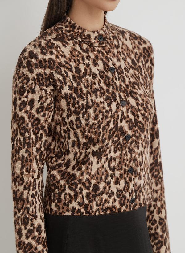 4th & Reckless Leopard Print Knitted Cardigan- Drew