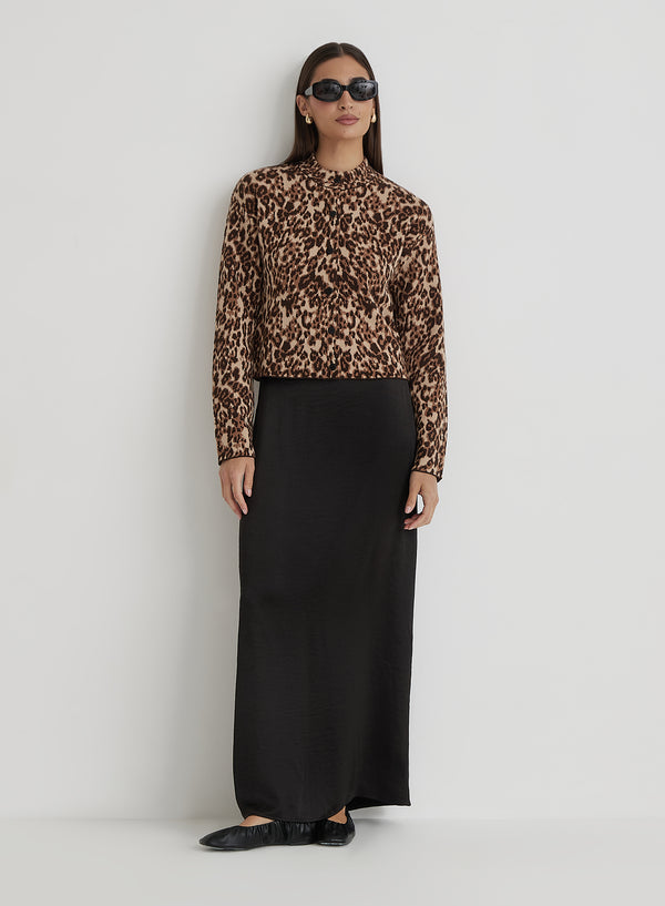 4th & reckless Leopard Print Knitted Cardigan- Drew