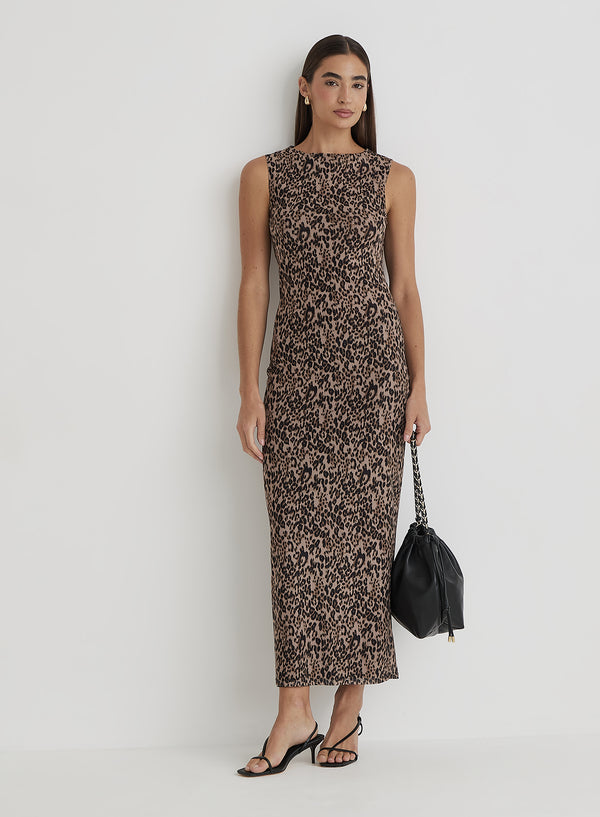 4th & reckless Leopard Print Mesh Maxi Dress- Derry