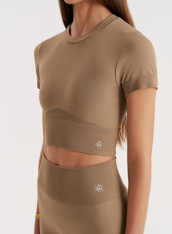 4th & Reckless Mocha Seamless Gym Crop Top- Brogan