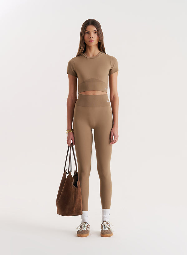 4th & Reckless Mocha Seamless Gym Crop Top- Brogan