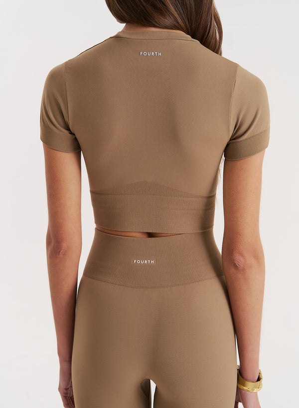 4th & Reckless Mocha Seamless Gym Crop Top- Brogan
