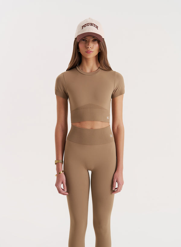 4th & reckless Mocha Seamless Gym Crop Top- Brogan