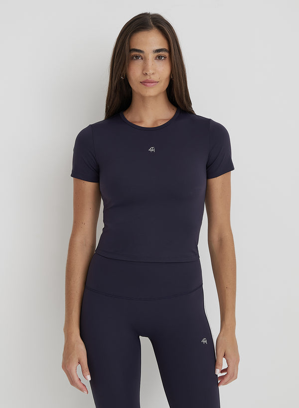 4th & reckless Navy 4th Branded Baby Tee- Dara