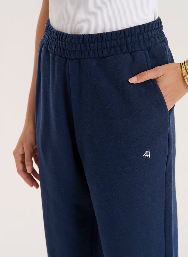 4th & Reckless Navy Branded Cuffed Jogger- Ellie