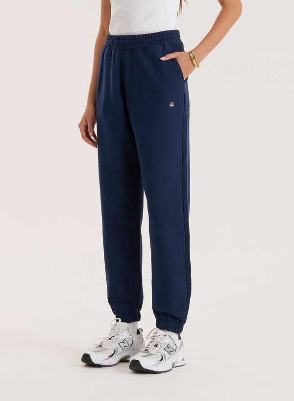4th & Reckless Navy Branded Cuffed Jogger- Ellie