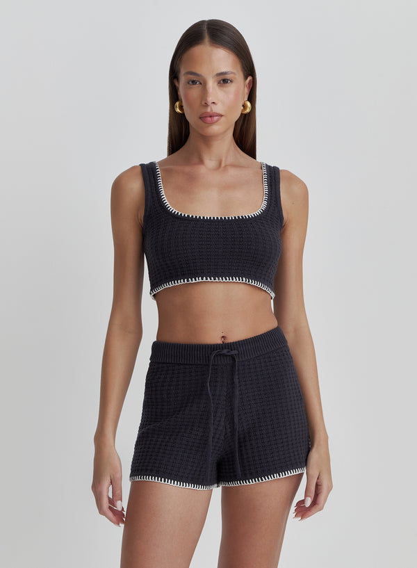 4th & Reckless Navy Contrast Stitch Short- Juliette