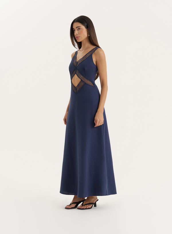 4th & Reckless Navy Cut Out Maxi Dress- Briany