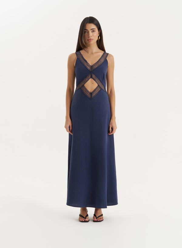 4th & reckless Navy Cut Out Maxi Dress- Briany