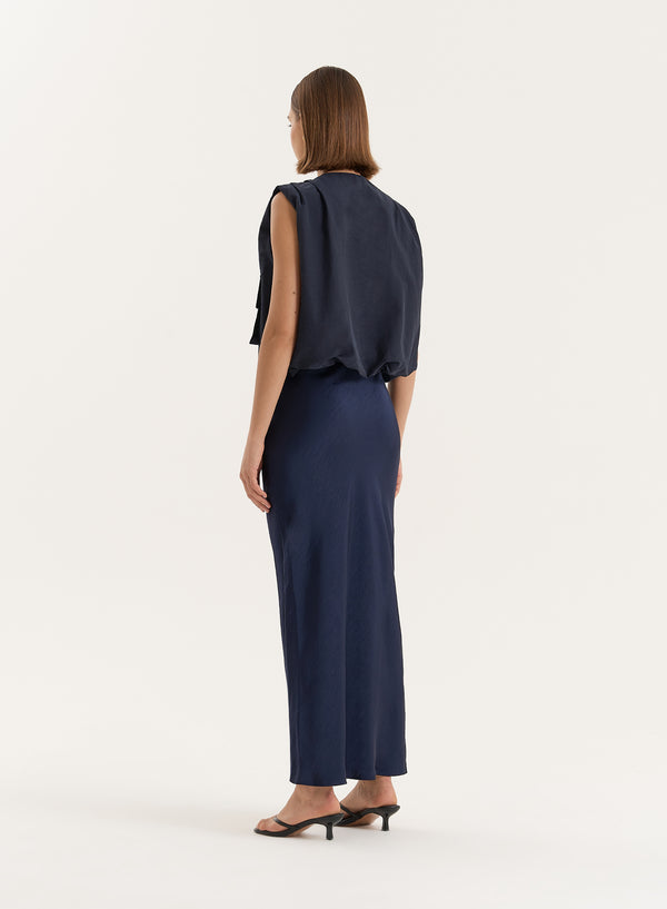 4th & Reckless Navy Drawstring Gilet- Cleo
