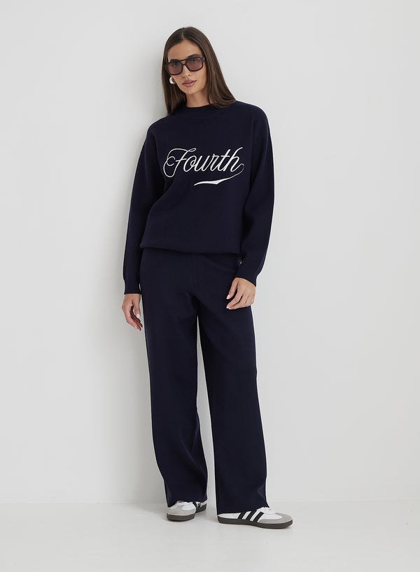 4th & Reckless Navy Knitted Fourth Jumper- Avery
