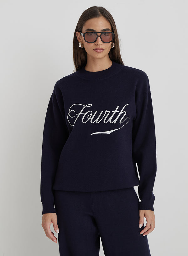 4th & reckless Navy Knitted Fourth Jumper- Avery