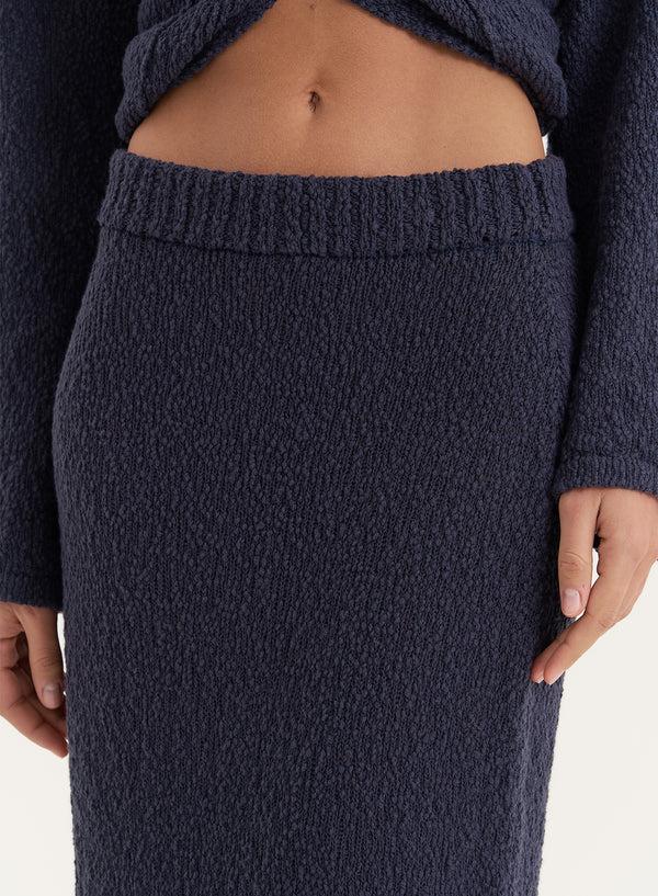 4th & Reckless Navy Knitted Maxi Skirt- Sharni