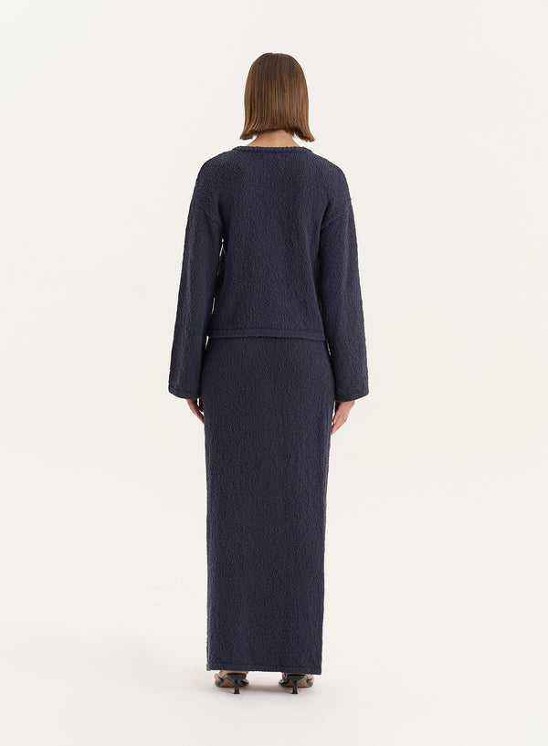 4th & Reckless Navy Knitted Maxi Skirt- Sharni