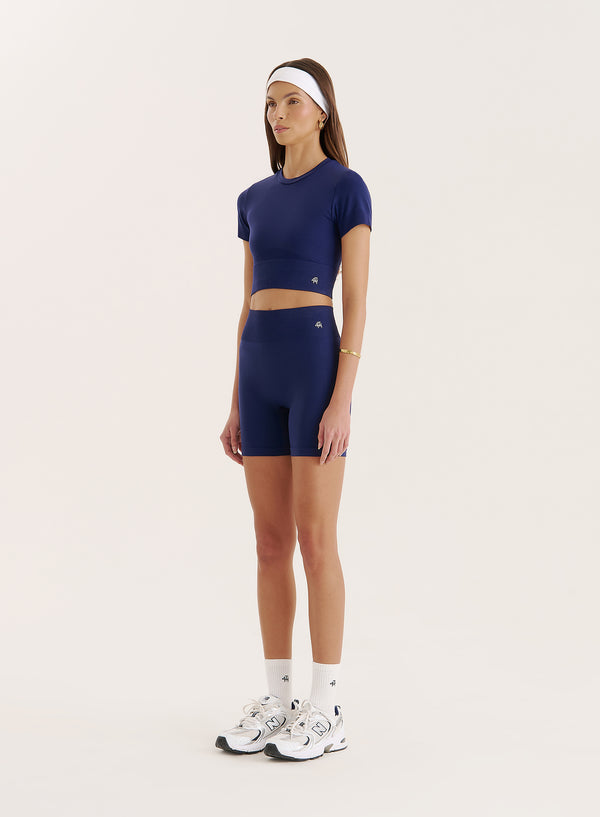 4th & Reckless Navy Seamless Gym Crop Top- Brogan