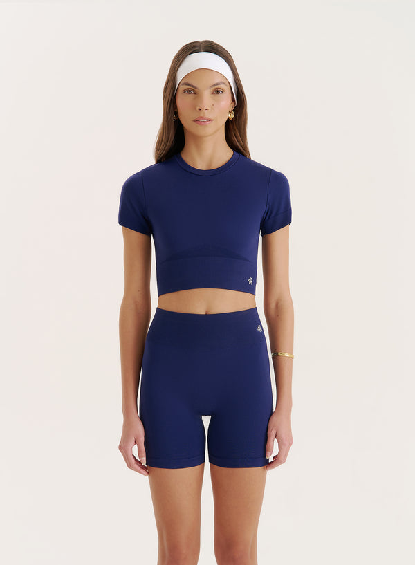 4th & reckless Navy Seamless Gym Crop Top- Brogan