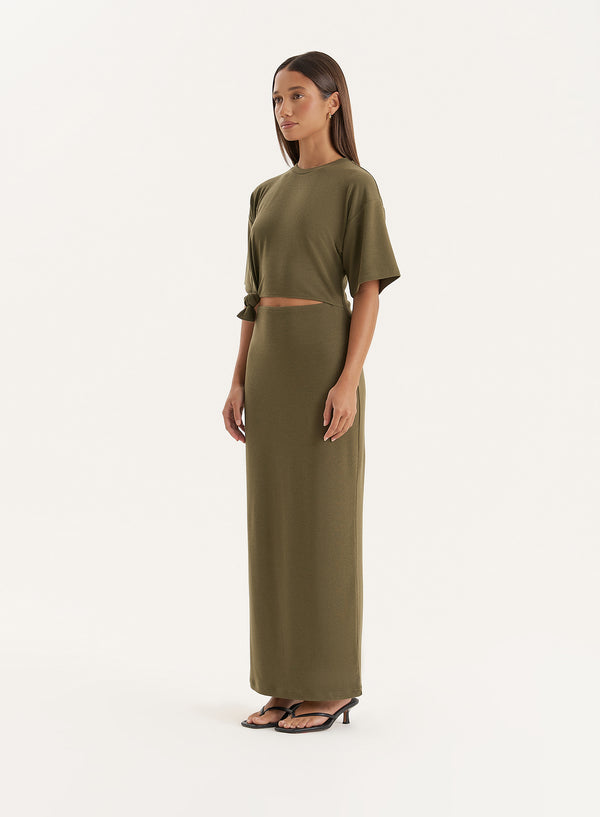 4th & Reckless Olive Cut Out Maxi Dress- Summer
