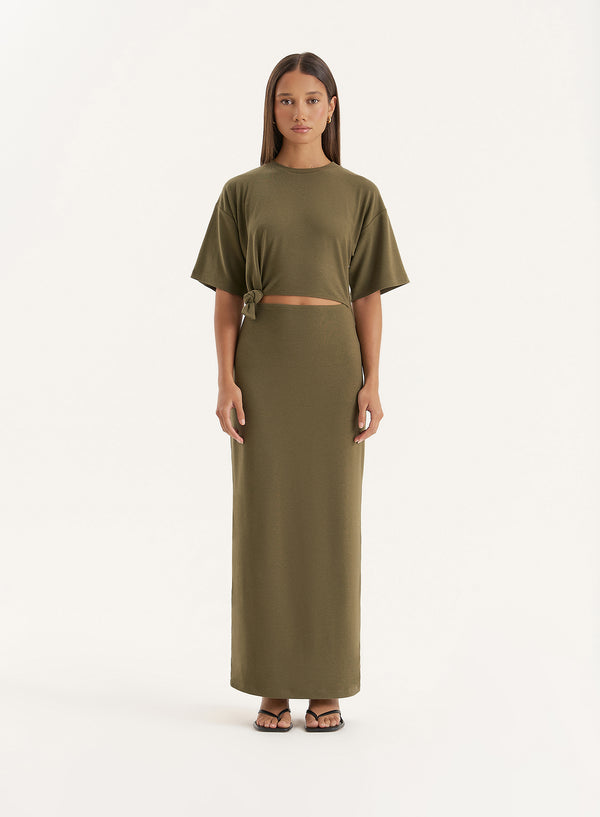 4th & reckless Olive Cut Out Maxi Dress- Summer