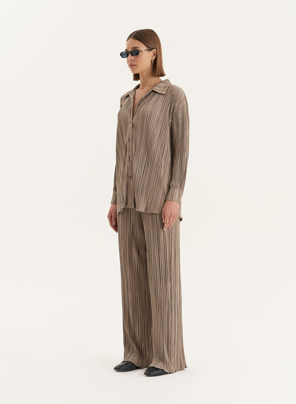 4th & Reckless Olive Plisse Shirt- Palais