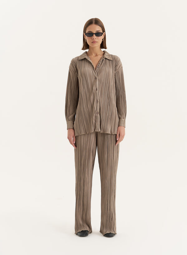 4th & reckless Olive Plisse Trouser- Palais