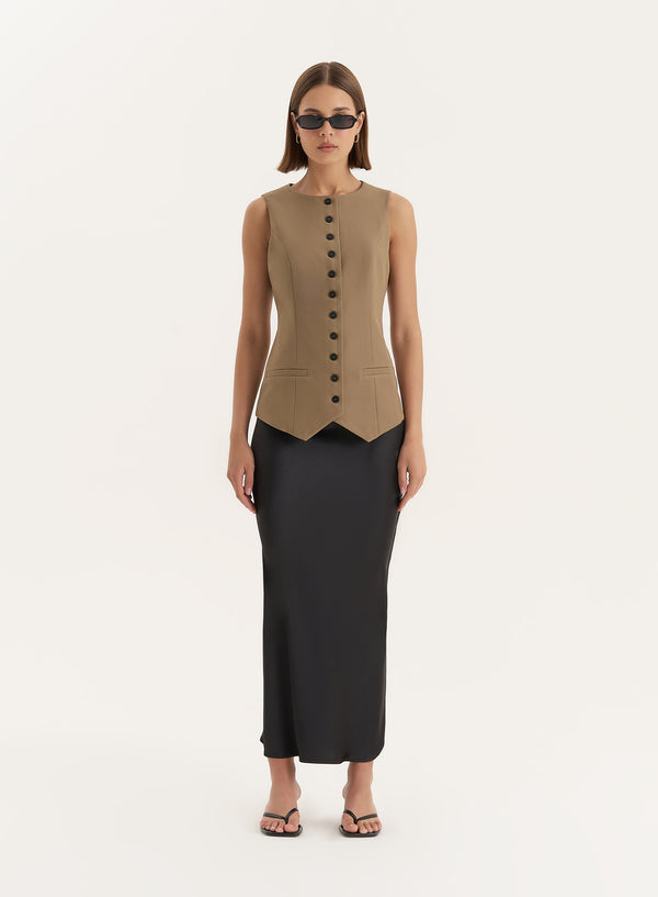 4th & Reckless Olive Tailored Waistcoat- Briella