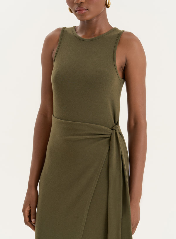 4th & Reckless Olive Wrap Detail Maxi Dress- Bridie