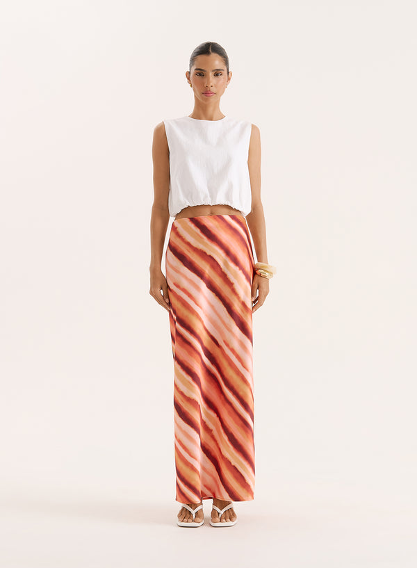 4th & reckless Ombre Stripe Satin Maxi Skirt- Novah