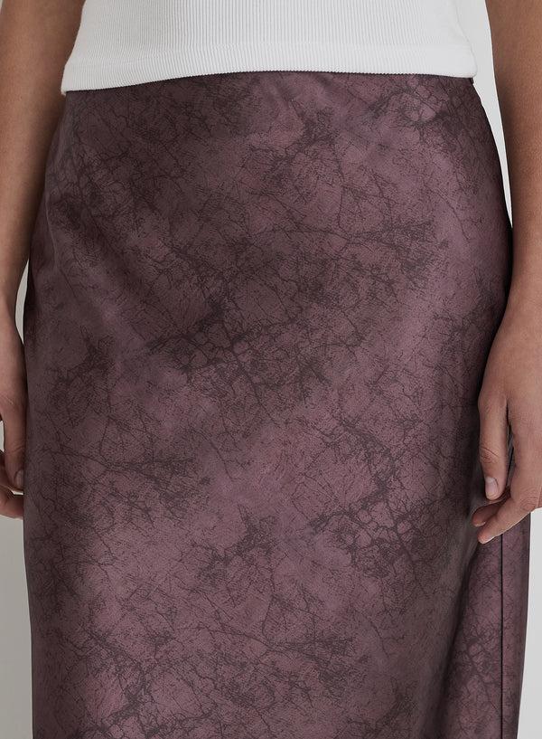 4th & Reckless Plum Printed Satin Maxi Skirt- Novah