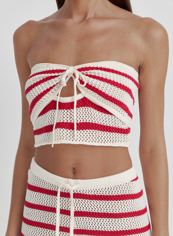 4th & Reckless Red And White Stripe Knitted Top- Lior