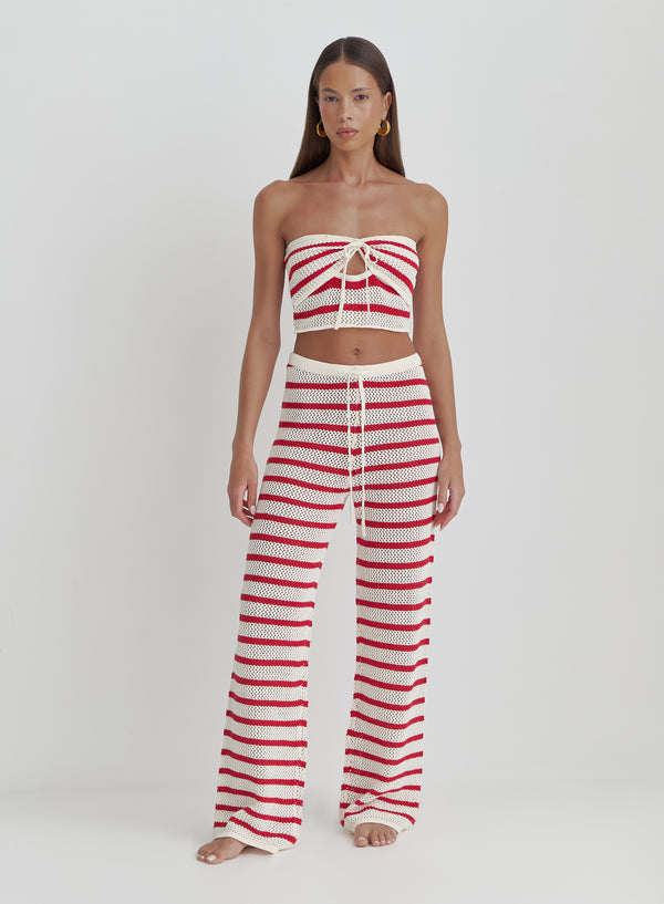 4th & Reckless Red And White Stripe Knitted Top- Lior