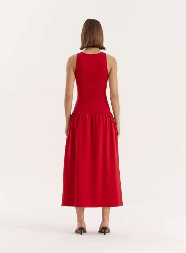 4th & Reckless Red Jersey Drop Waist Dress- Shannon