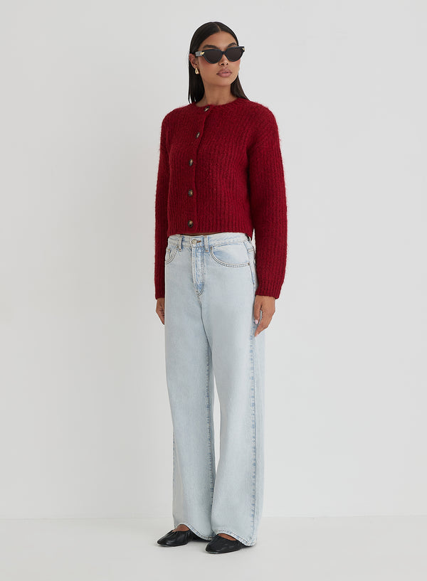 4th & Reckless Red Knitted Cardigan- Drew