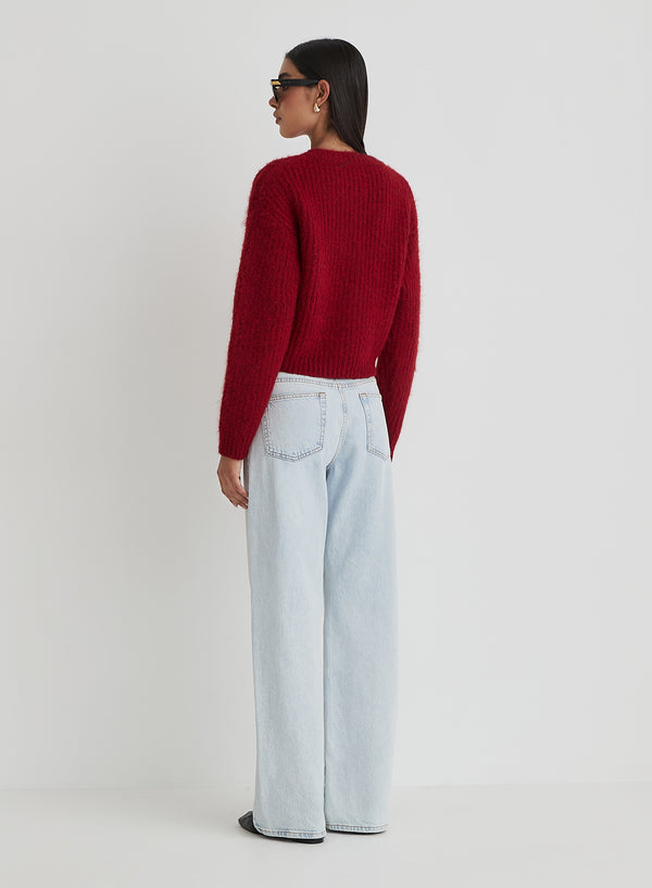 4th & Reckless Red Knitted Cardigan- Drew