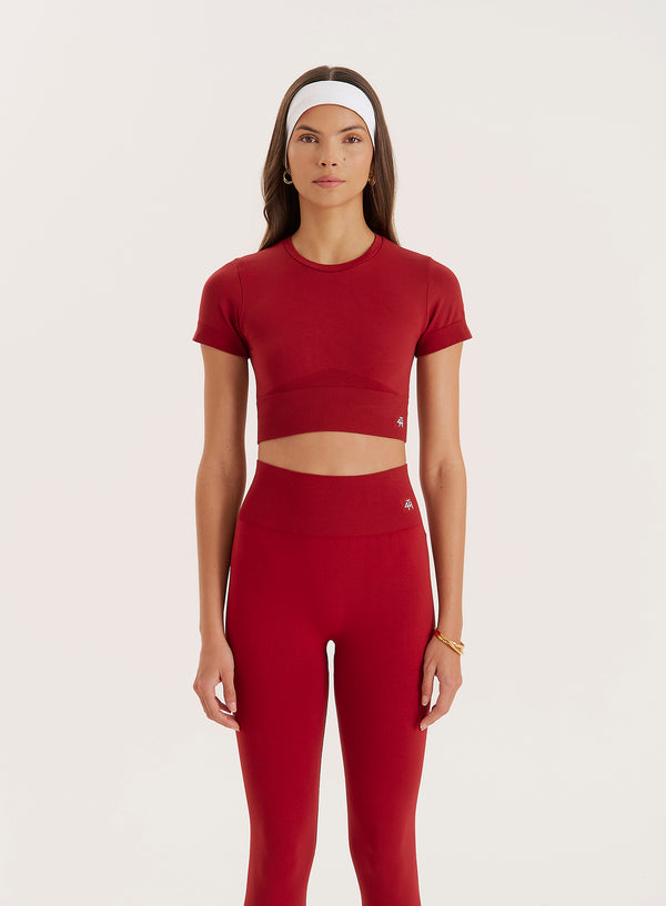 4th & reckless Red Seamless Gym Crop Top- Brogan