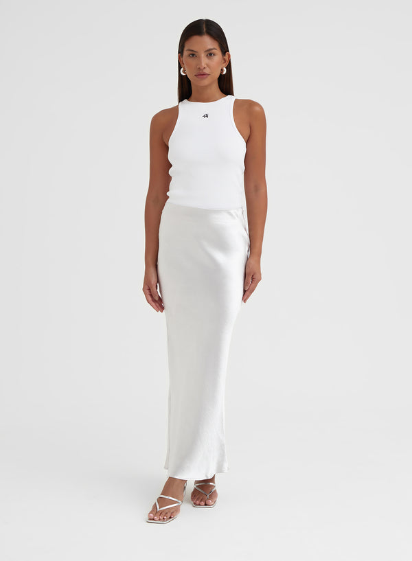 4th & Reckless Silver Satin Midaxi Skirt - Silvie