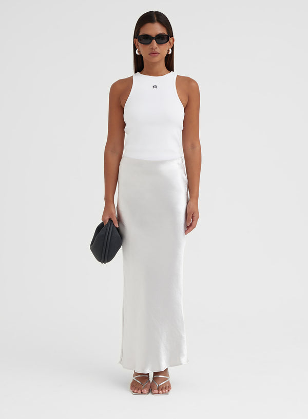 4th & reckless Silver Satin Midaxi Skirt - Silvie