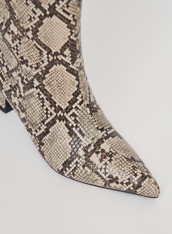 4th & Reckless Snakeskin Print Low Heel Boot- Paris