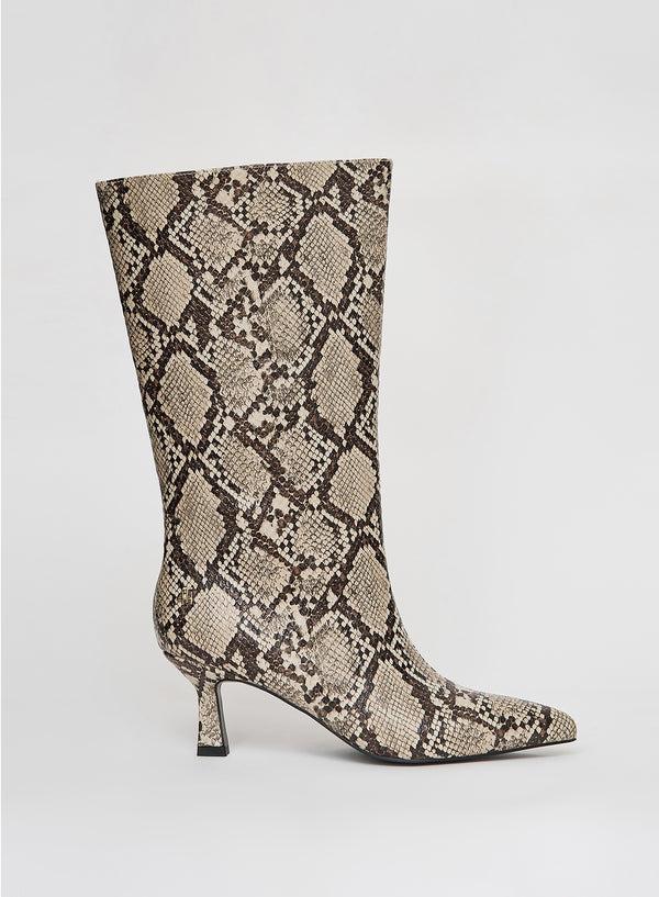 4th & reckless Snakeskin Print Low Heel Boot- Paris