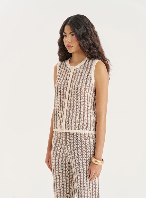 4th & Reckless Stripe Knitted Sleeveless Top- Morgan