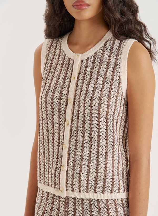 4th & Reckless Stripe Knitted Sleeveless Top- Morgan