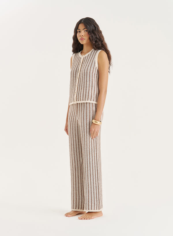 4th & Reckless Stripe Knitted Trouser- Morgan