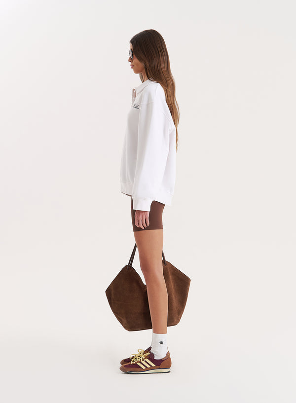 4th & Reckless White Branded Polo Sweatshirt- Clover