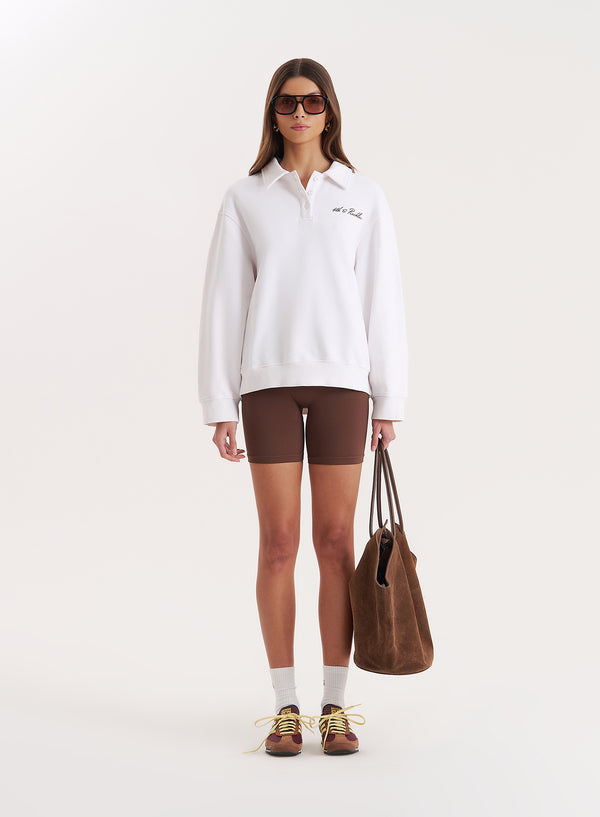 4th & Reckless White Branded Polo Sweatshirt- Clover