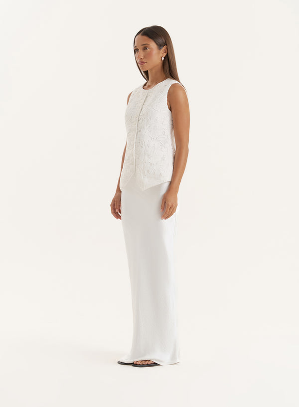 4th & Reckless White Broderie Lace Waistcoat- Becki
