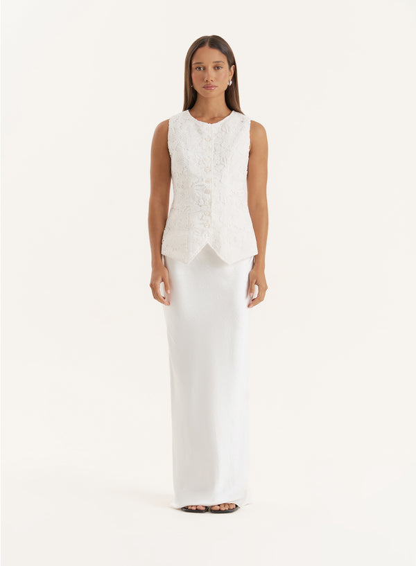 4th & Reckless White Broderie Lace Waistcoat- Becki