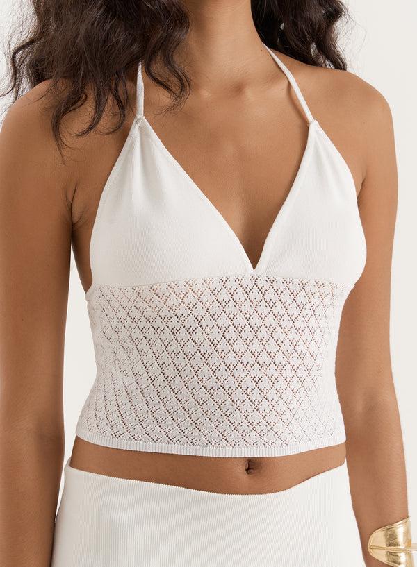 4th & Reckless White Contrast Knit Cami Top- Avani