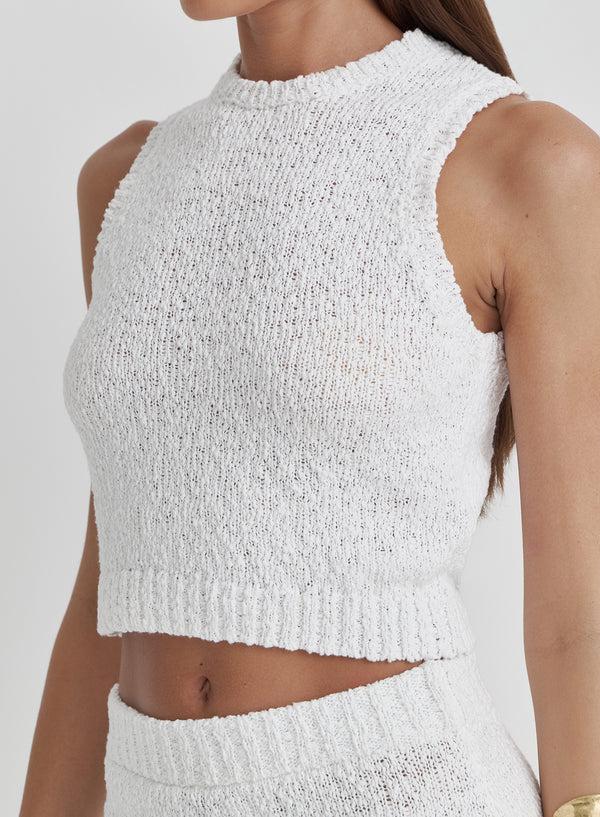 4th & Reckless White Cotton Knit Tank Top - Eden