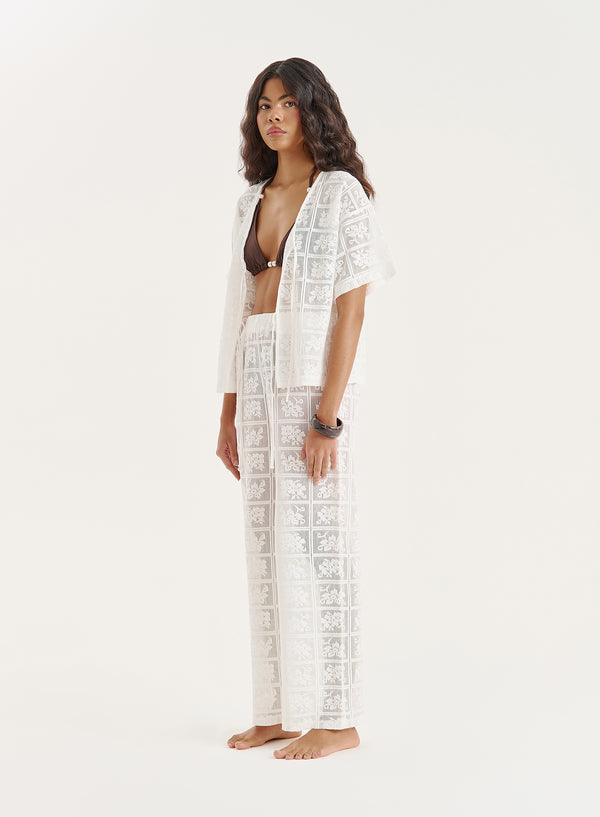 4th & Reckless White Crochet Lace Trouser- Loli